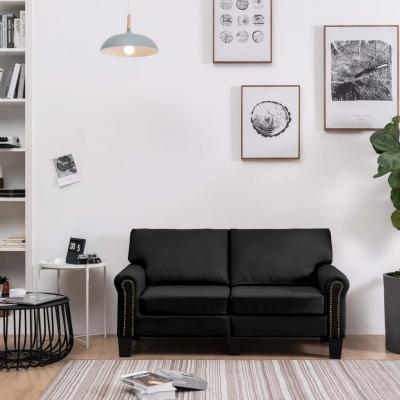Emaga vidaxl 2-osobowa sofa, czarna, tapicerowana tkaniną