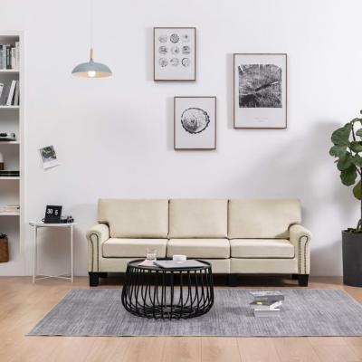 Emaga vidaxl 3-osobowa sofa, kremowa, tapicerowana tkaniną