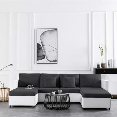 Emaga vidaxl 4-osobowa sofa rozkładana, tapicerowana sztuczną skórą, biała