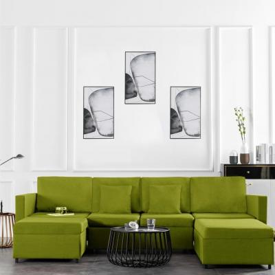 Emaga vidaxl 4-osobowa sofa rozkładana, obita tkaniną, zielona