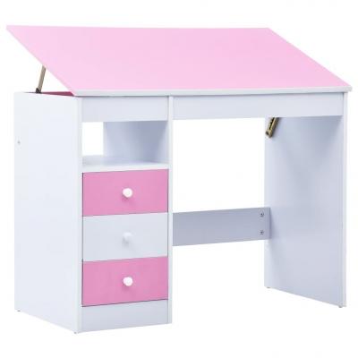 Emaga vidaxl biurko dla dzieci z odchylanym blatem, różowo-białe