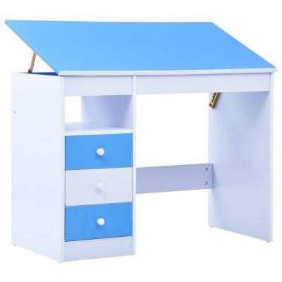 Emaga vidaxl biurko dla dzieci z odchylanym blatem, niebiesko-białe