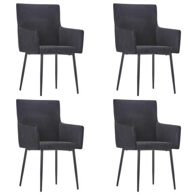 Emaga vidaxl krzesła stołowe z podłokietnikami, 4 szt., czarne, aksamit