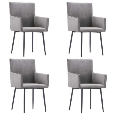 Emaga vidaxl krzesła stołowe z podłokietnikami, 4 szt., szare, aksamit