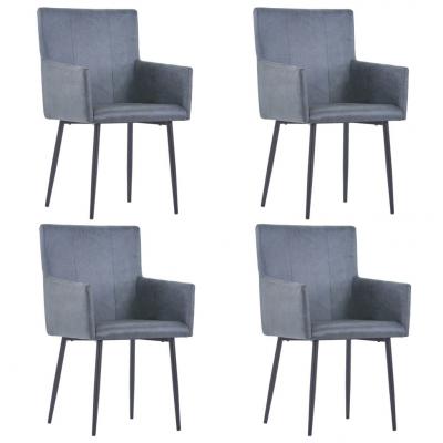 Emaga vidaxl krzesła z podłokietnikami, 4 szt., szare, sztuczny zamsz