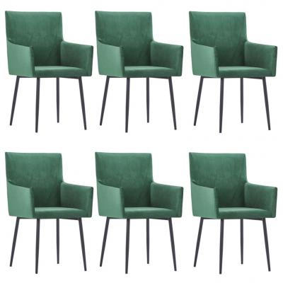Emaga vidaxl krzesła stołowe z podłokietnikami, 6 szt., zielone, aksamit