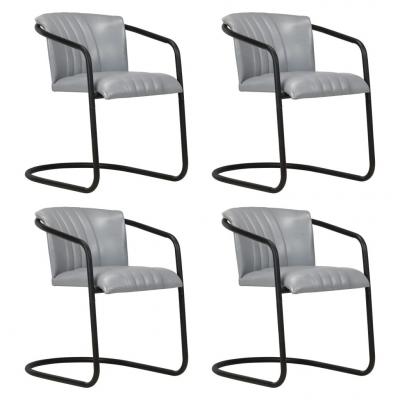 Emaga vidaxl krzesła stołowe, 4 szt., szare, naturalna skóra