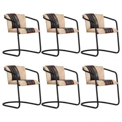 Emaga vidaxl krzesła stołowe, 6 szt., brązowe, skóra naturalna
