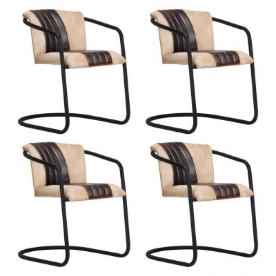 Emaga vidaxl krzesła stołowe, 4 szt. brązowe, naturalna skóra