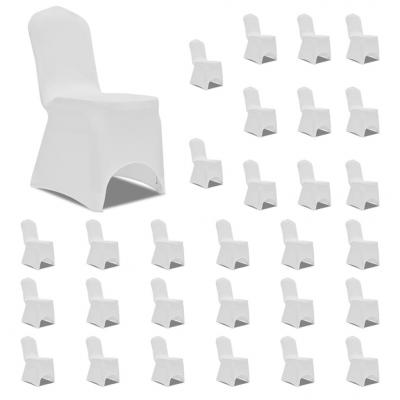 Emaga vidaxl elastyczne pokrowce na krzesła, białe, 30 szt.