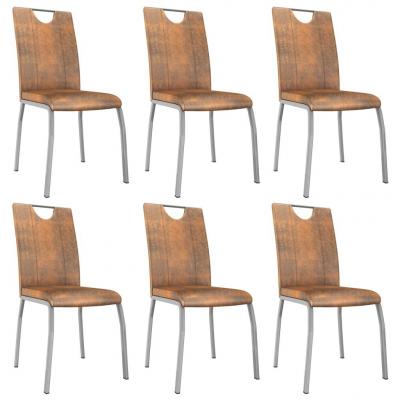 Emaga vidaxl krzesła stołowe, 6 szt., zamszowy brąz, sztuczna skóra
