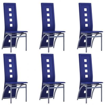 Emaga vidaxl krzesła stołowe, 6 szt., niebieskie, sztuczna skóra