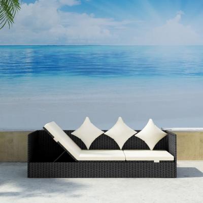Emaga vidaxl sofa ogrodowa z poduszkami, polirattan, czarna