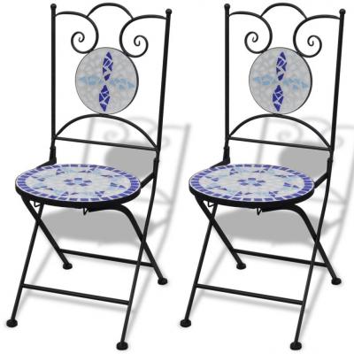 Emaga vidaxl składane krzesła bistro, 2 szt., ceramiczne, niebiesko-białe