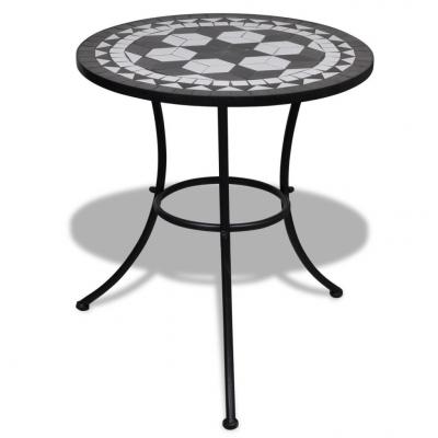 Emaga vidaxl stolik bistro, czarno-biały, 60 cm, mozaikowy
