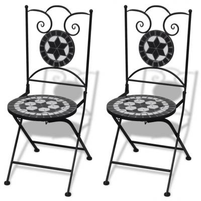 Emaga vidaxl składane krzesła bistro, 2 szt., ceramiczne, czarno-białe