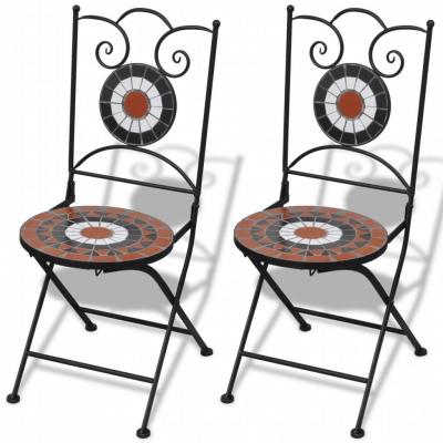 Emaga vidaxl składane krzesła bistro, 2 szt., ceramiczne, terakota i biel