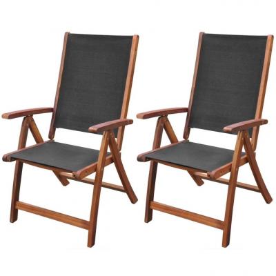 Emaga vidaxl składane krzesła ogrodowe, 2 szt., drewno akacjowe i textilene