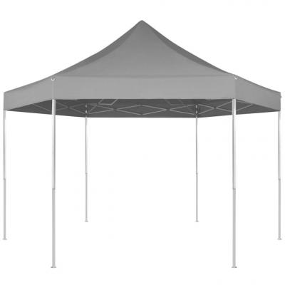 Emaga vidaxl rozkładany namiot ogrodowy, sześciokątny, 3,6x3,1 m, szary