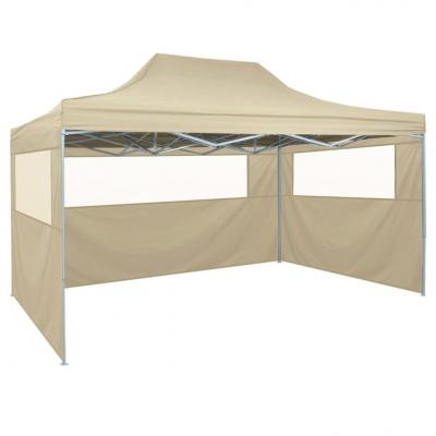Emaga vidaxl rozkładany namiot z 4 ścianami bocznymi 3x4,5 m, kremowy