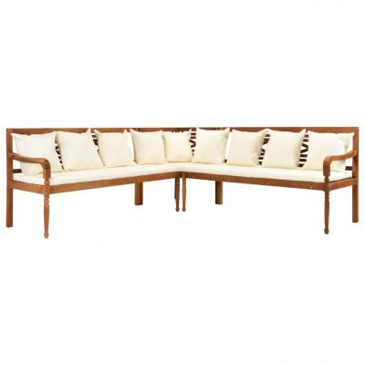 Emaga vidaxl 3-cz. sofa ogrodowa z poduszkami, lite drewno akacjowe