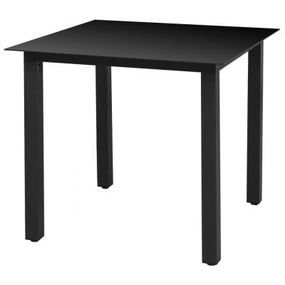 Emaga vidaxl stół ogrodowy, czarny, 80x80x74 cm, aluminium i szkło