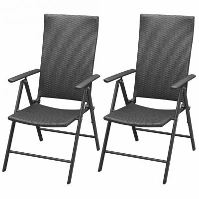 Emaga vidaxl sztaplowane krzesła ogrodowe, 2 szt., polirattan, czarne