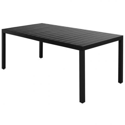 Emaga vidaxl stół ogrodowy, czarny, 185x90x74 cm, aluminium i wpc