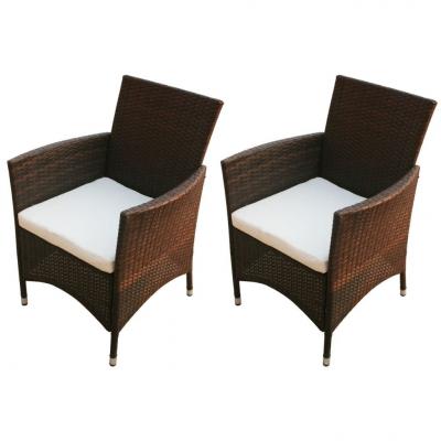 Emaga vidaxl krzesła ogrodowe, 2 szt., polirattan, brązowe