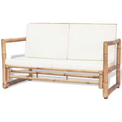 Emaga vidaxl 2-osobowa sofa ogrodowa z poduszkami, bambus
