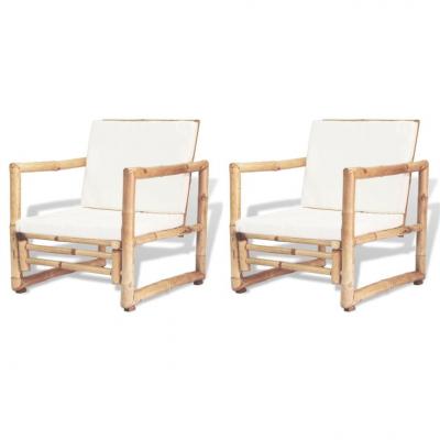 Emaga vidaxl krzesła ogrodowe z poduszkami, 2 szt., bambusowe
