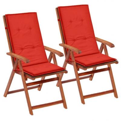Emaga vidaxl poduszki na krzesła ogrodowe, 2 szt., czerwone, 120x50x3 cm
