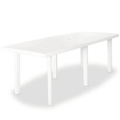 Emaga vidaxl stół ogrodowy, biały, 210 x 96 x 72 cm, plastikowy