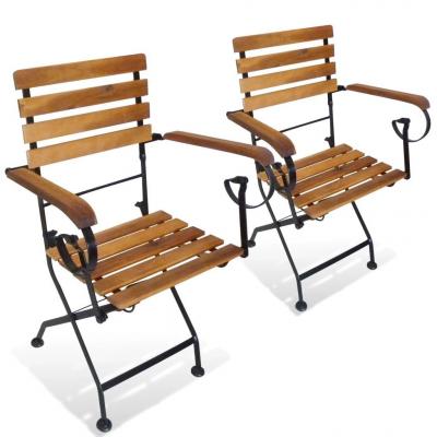 Emaga vidaxl składane krzesła ogrodowe, 2 szt., stal i lite drewno akacjowe