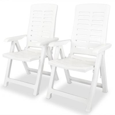 Emaga vidaxl rozkładane krzesło ogrodowe, 2 szt., plastikowe, białe