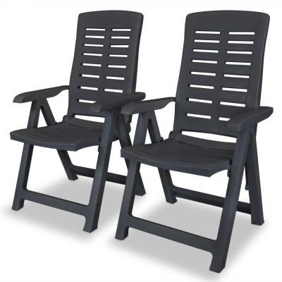 Emaga vidaxl rozkładane krzesła ogrodowe, 2 szt., plastikowe, antracytowe