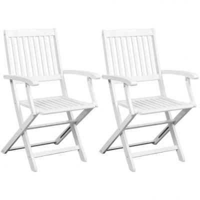 Emaga vidaxl krzesła stołowe, 2 szt., białe, lite drewno akacjowe