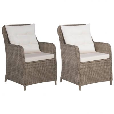 Emaga vidaxl krzesła ogrodowe z poduszkami, 2 szt., polirattan, brązowe