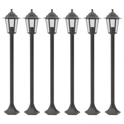 Emaga vidaxl lampy ogrodowe, 110 cm, e27, aluminium, 6 szt., brązowe