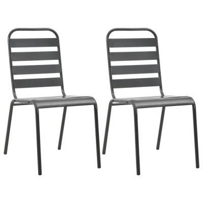 Emaga vidaxl krzesła ogrodowe, sztaplowane, 2 szt., stalowe, szare