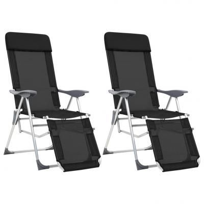 Emaga vidaxl składane krzesła turystyczne z podnóżkami, 2 szt., czarne