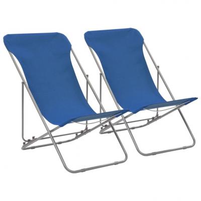 Emaga vidaxl krzesła plażowe, 2 szt., stal i tkanina oxford, niebieskie