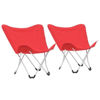 Emaga vidaxl krzesła turystyczne motyle, 2 szt., składane, czerwone