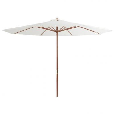 Emaga vidaxl parasol ogrodowy na drewnianym słupku, 350 cm, piaskowa biel