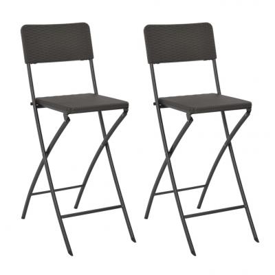 Emaga vidaxl składane krzesła, 2 szt. hdpe i stal, brązowe, rattanowy wygląd