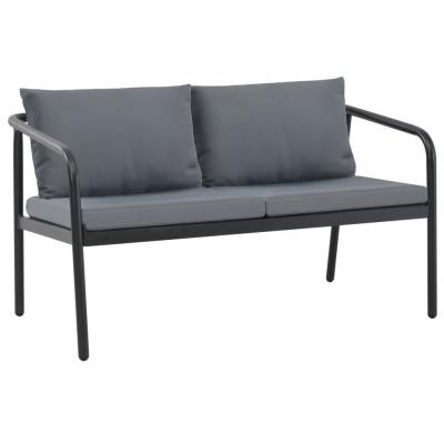 Emaga vidaxl 2-osobowa sofa ogrodowa z poduszkami, aluminium, szara