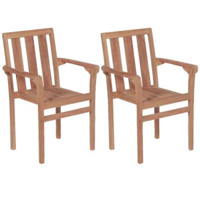 Emaga vidaxl krzesła ogrodowe sztaplowane, 2 szt., lite drewno tekowe