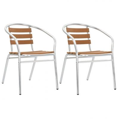 Emaga vidaxl krzesła ogrodowe, sztaplowane, 2 szt., aluminium i wpc, srebrne