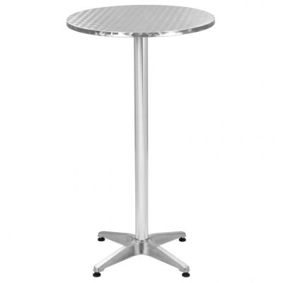 Emaga vidaxl składany stół ogrodowy, srebrny, 60x(70-110) cm, aluminiowy