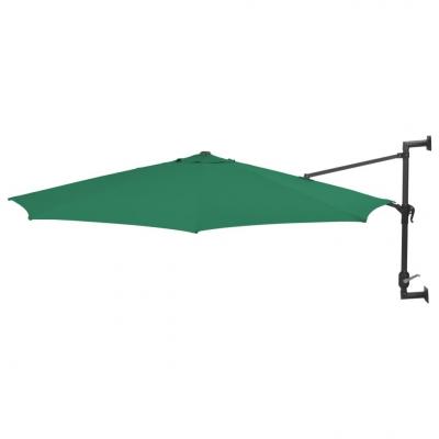 Emaga vidaxl parasol ścienny na metalowym słupku, 300 cm, zielony